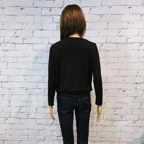 ELIZA J, black cropped cardigan with crystal details, size: large - Picture 10 of 13